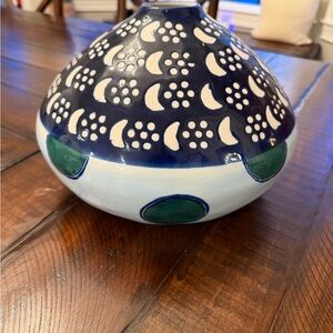 SUNO Midnight Blue and Emerald Ceramic Art Piece